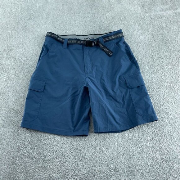 Orvis Other - Orvis Mens Cargo Shorts With Built-In Belt Size 32 Blue Stretch Polyester 3925